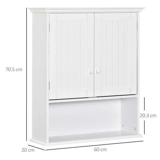 Kleankin Bathroom Cabinet Laundry L60xW20xH70.5cm White