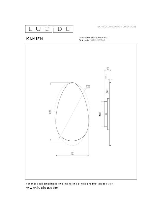 Lucide Lightning Kamien Модерен Осветително тяло За стена