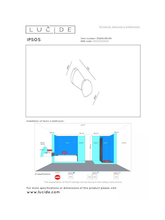 Lucide Lightning Ipsos Leuchte Badezimmer Schwarz