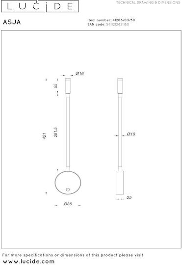 Lucide Lightning Asja Lamp Wall Black