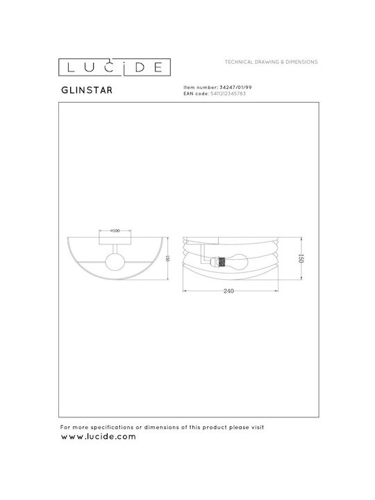 Lucide Lightning Glinstar Lamp Wall with Socket E27 Multicolour