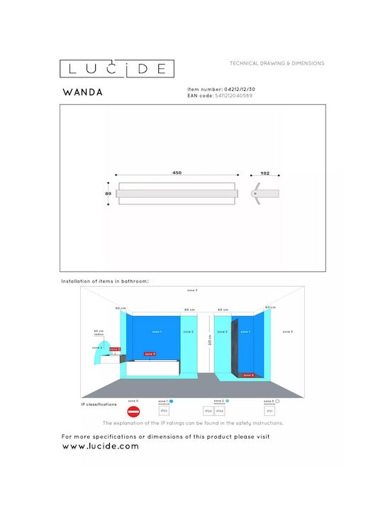 Lucide Lightning Wanda Leuchte Badezimmer Schwarz