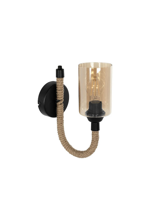 GloboStar Rift Vintage Φωτιστικό Τοίχου με Ντουί E27 Μαύρο 22.5x28.5εκ.
