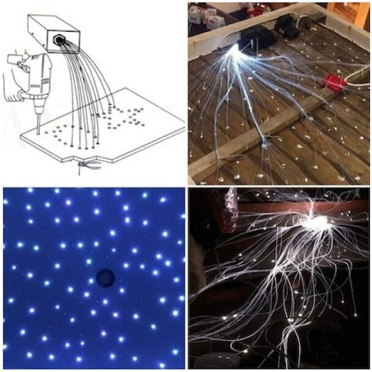 Kit Fibra Optică LED RGB pentru Tavan Idealstore Telecomandă Sursă de Alimentare 0,75mm 295 Fire 3 Metri 12V Control Wireless Bluetooth Aplicație iOS Android