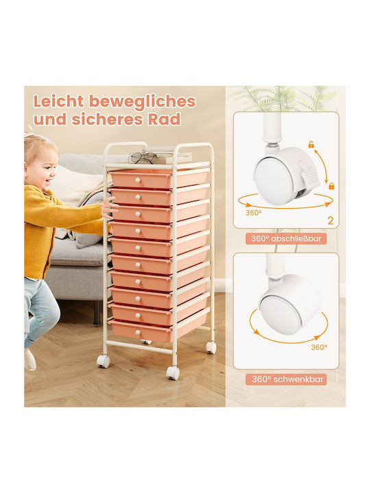 Metallic Chest of Drawers with 10 Drawers Multicolored 37x30x86cm