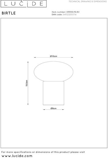 Lucide Lightning Διακοσμητικό Φωτιστικό E27 15x19.5εκ.