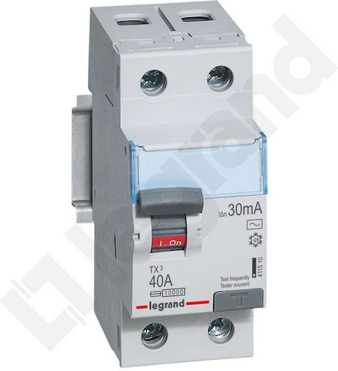 Legrand Phase 2-Pole Earth Leakage Relay 40A 230V 30mA 2x40A Τύπου AC