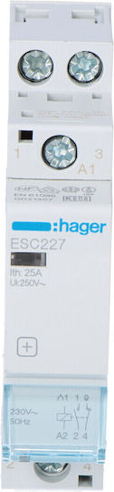 Hager Ρελέ Ράγας Ισχύος 25A Διπολικό με Τάση 230V 230VAC/DC