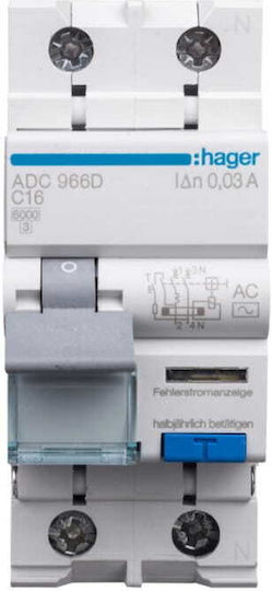 Hager Ρελέ Ράγας Διαρροής 16A Διπολικό με Τάση 240V
