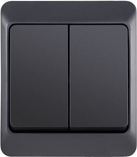 Elektro Plast Waterproof Wall Switch Lighting Two-Way with Frame Gray