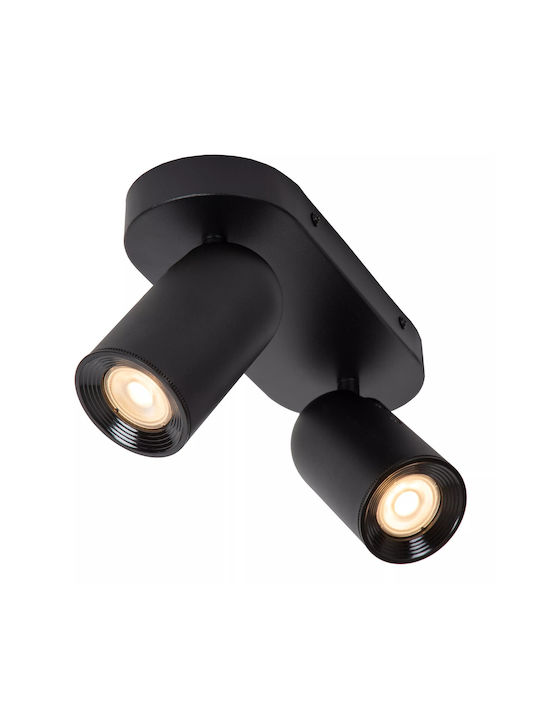Lucide Lightning Punch Dublu LED Spot în Culoare Negru