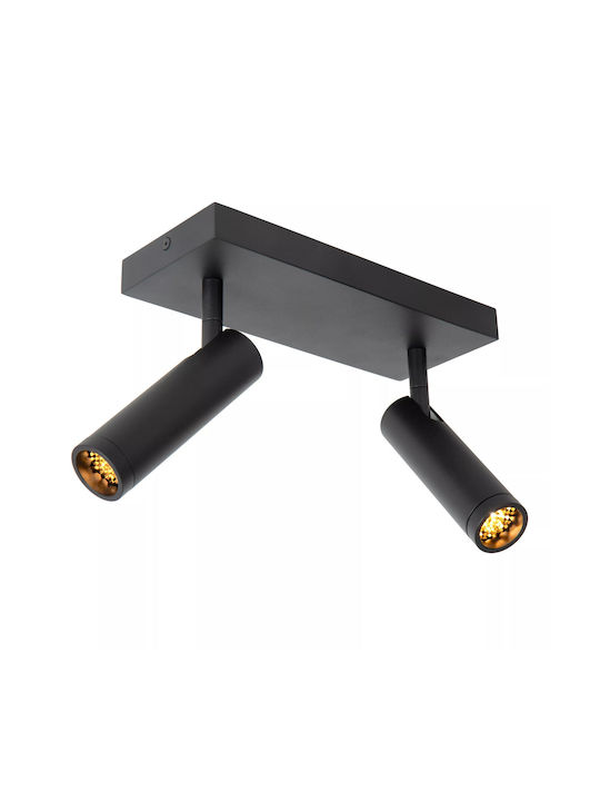 Lucide Lightning Grado Διπλό Σποτ με Ντουί GU10 σε Μαύρο Χρώμα