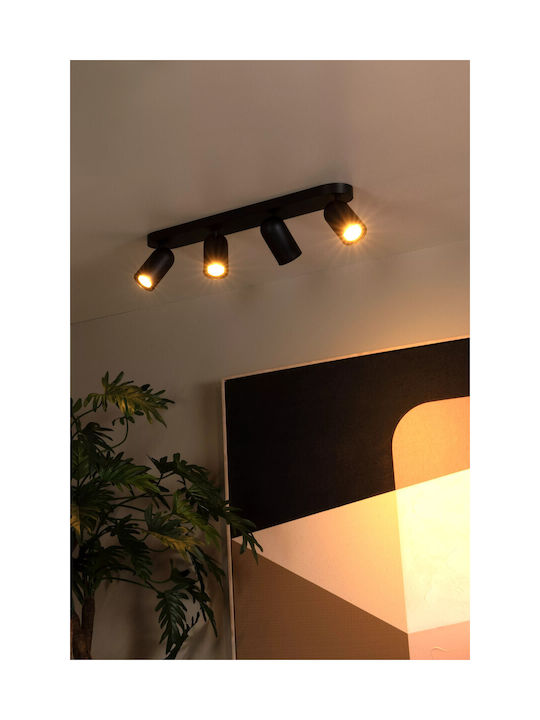 Lucide Lightning Punch Spot mit 4 Lichtern in Schwarz Farbe
