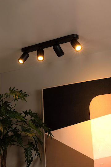 Lucide Lightning Punch Σποτ με 4 Φώτα σε Μαύρο Χρώμα