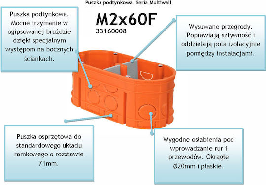 Simet Flush Electrical Box Branching IP20 in Orange Color
