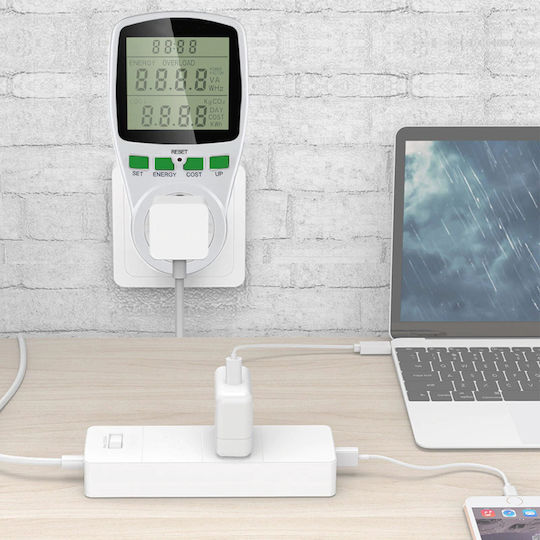 Energy Meter Socket Idealstore Saveenergy Digital Energy Consumption Setting Cost Kwh Setting Consumption Monitoring Large Display Energy Consumption Scheduling Maximum Power 3680 W Color White