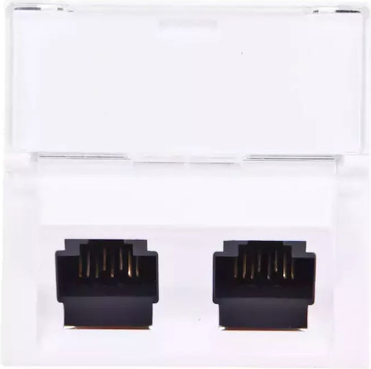 Legrand Mosaic Double Network Socket RJ45 with Cat6 Type Frame in White Color 76504