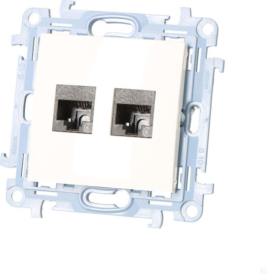 Kontakt-Simon Double Network Socket RJ45 Without Frame in White Color C62.01/11