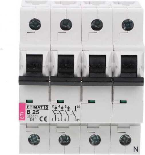ETI Automatic Circuit Breaker 25A Four-pole AC 002126718