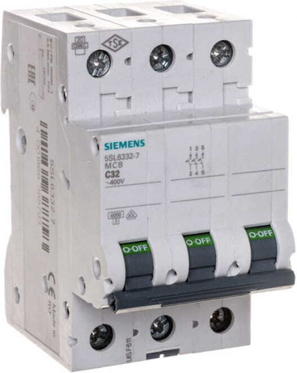 Siemens Αυτόματη Ασφάλεια 32A Τριπολική AC 5SL6332-7