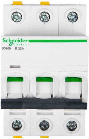 Schneider Electric Automatic Circuit Breaker 25A Triple-pole AC A9F03325