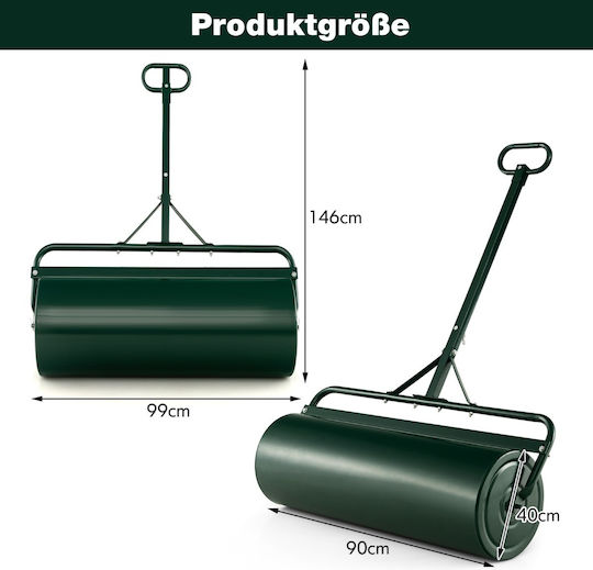 Costway Μεταλλικός Κύλινδρος Γκαζόν 113l Ø40cm Λαβή Νερό Άμμο Πράσινος Gt4009gn