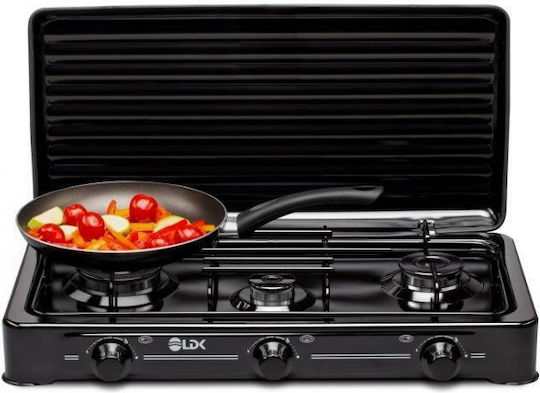 LDK Living Outdoors Amorfo Liquid Gas Countertop Triple Burner Black