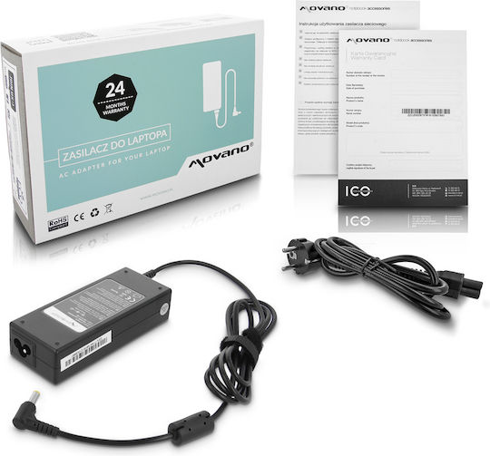 Movano Φορτιστής Laptop 90W 19V 4.74A για Asus / Toshiba / MSI με Αποσπώμενο Καλώδιο Τροφοδοσίας