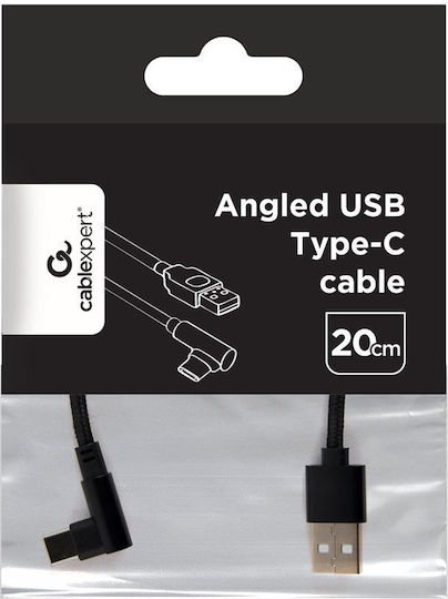 Cablexpert Angle (90°) / Braided USB 2.0 Cable USB-C male - USB-A Μαύρο 0.2m CC-USB2-AMCML-0.2M