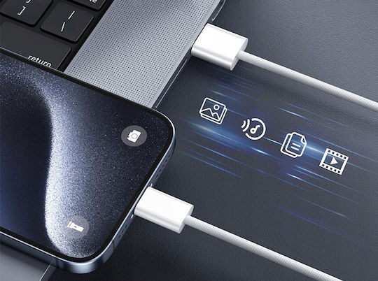 Zenwire Braided USB 2.0 Cablu USB-C bărbătesc - USB-A / USB-C Alb 2m