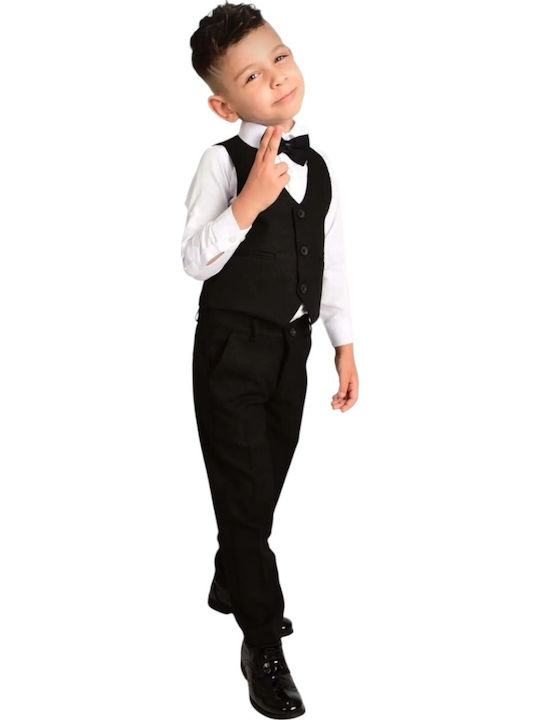 TakTakBaby Baptism Suit with Vest for Boys Black 5 Pieces