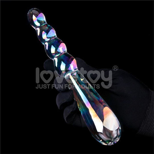 Glow In The Dark Glass Dildo Twilight Gleam Rising Ripples (έως 18 Δόσεις)