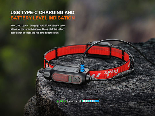 Fenix Rechargeable Headlamp LED IP66 with Maximum Brightness 1300lm Black