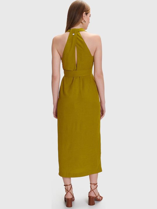 Summer Midi Sleeveless Wrap Green Dress