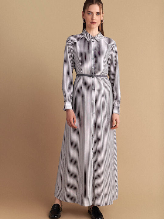 Maxi Hemdkleid Langärmeliges Graues