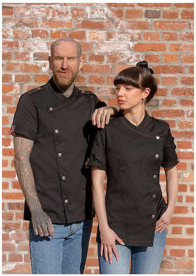 Rock Chef Haina Bucătar Femeie Negru cu Mâneci scurte