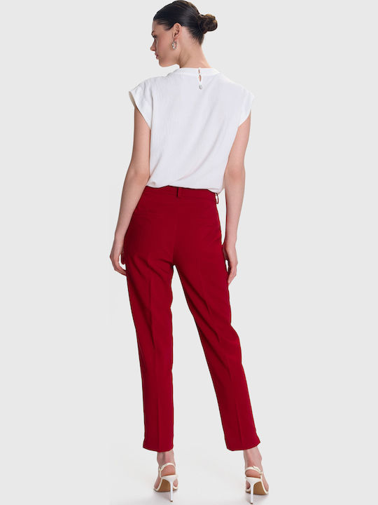 ALE - The Non Usual Casual Women's Fabric Trousers Red