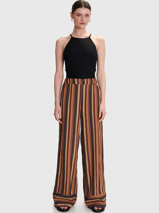 Women's Fabric Trousers Striped Multicolor