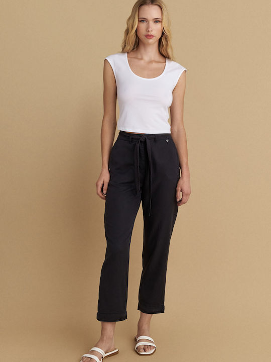 Women's Fabric Trousers Black 9909136 Almost Black