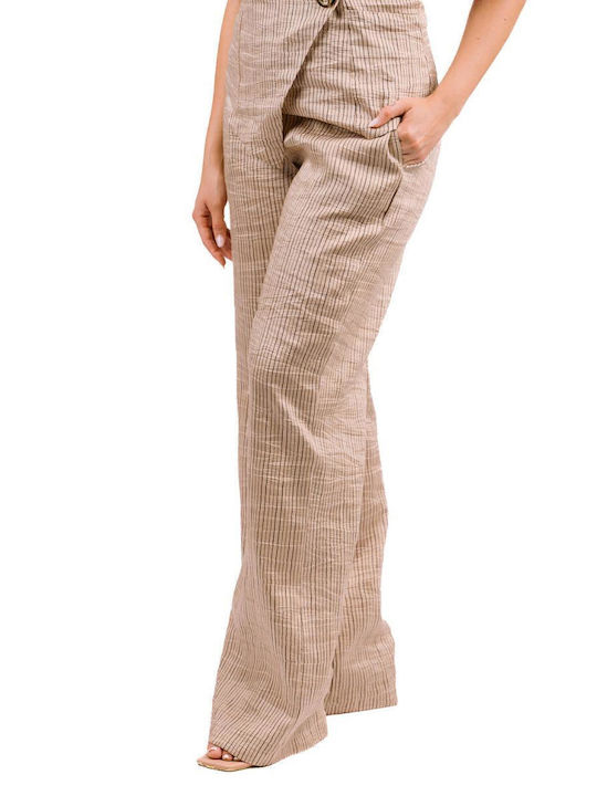 Dama Tesatura Pantaloni Cu dungi Beige