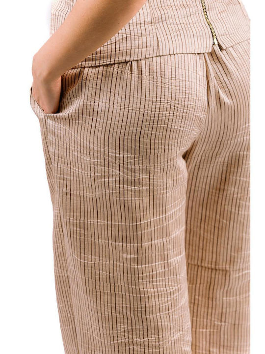 Dama Tesatura Pantaloni Cu dungi Beige