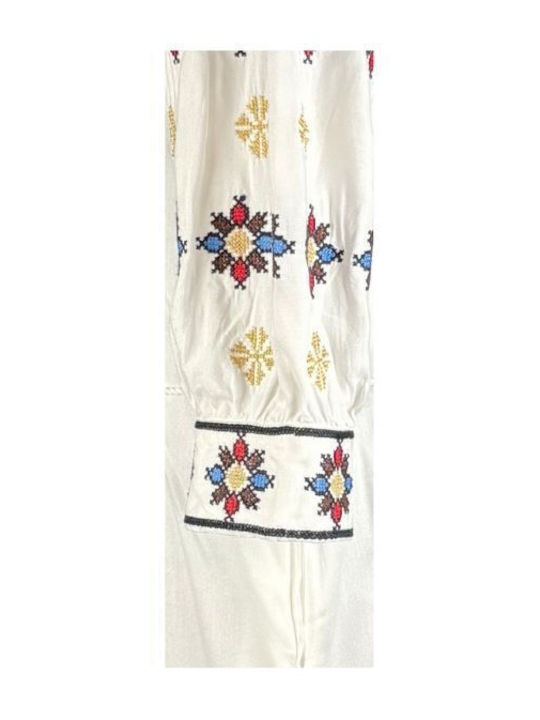 Καλοκαιρινό Midi Φόρεμα White, Brown
