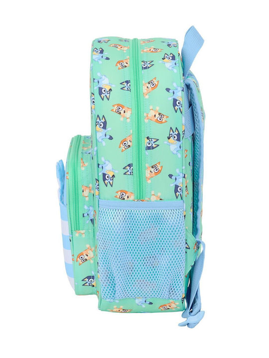 Bluey School Bag Trolley Elementary with Water Bottle Holder Green 11L 26 x 11 x 34cm
