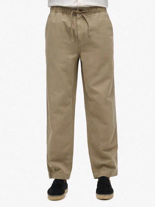 Drawstring Παντελόνι Chino σε Loose Εφαρμογή Light Khaki Green