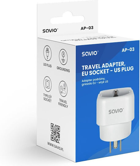 Savio France to US Plug Adapter