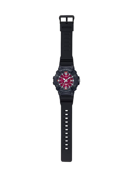 Casio Ανδρικό Ρολόι 49mm Μπαταρίας με Μαύρο Καουτσούκ Λουράκι