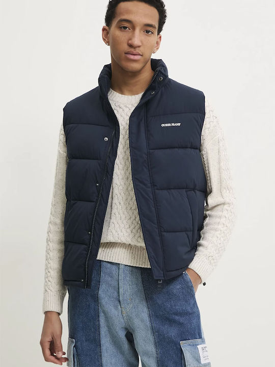 Ärmelloses Winter Puffer Jacke Blau