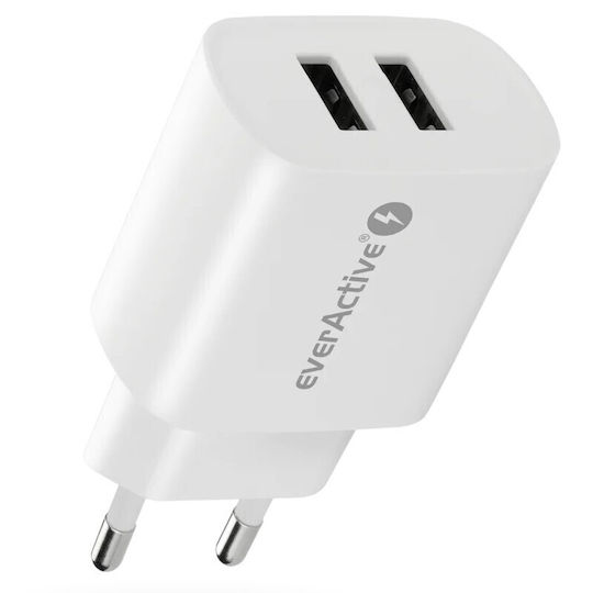 everActive Charger Without Cable with 2 USB-A Ports 12W Whites (SC-220)