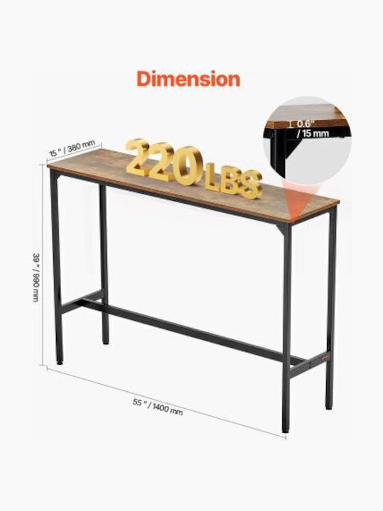 Table Bar Wooden Brown 139.7x38.1x99.06cm