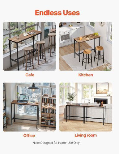 Table Bar Wooden Brown 99.06x40.64x90.17cm
